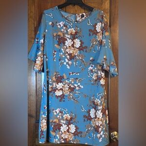 SHEIN Teal Floral Dress